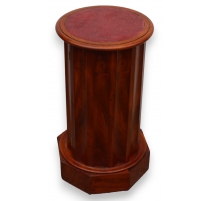 Chevet "colonne", 1 porte. Dessus cuir rouge.