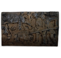 Plaque de cheminée en fonte "Chasse au sanglier"