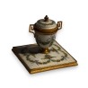 Enamelled bronze inkwell with a rose motif