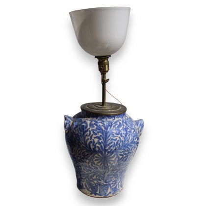 Lampe en céramique décor bleu blanc