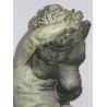 Pair of bronze putti on marble plinths