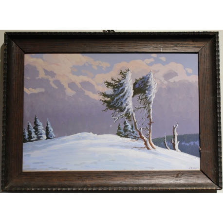 Gouache "Deuix arbres" signée J. KEISER