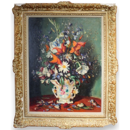 Tableau "Bouquet de fleurs" signé G. DAREL