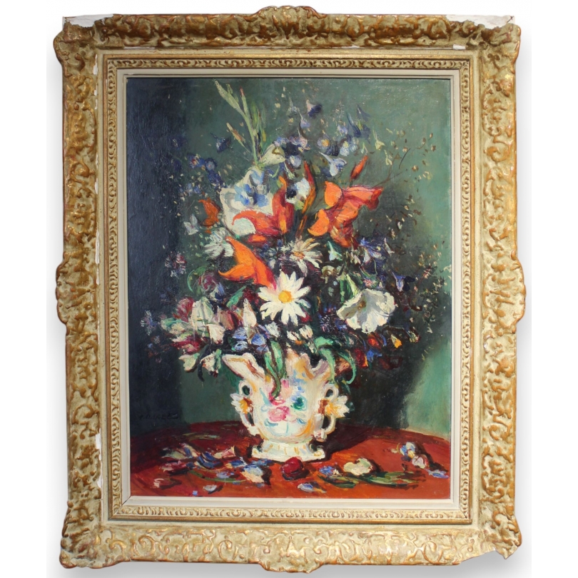 Tableau \"Bouquet de fleurs\" signé G. DAREL