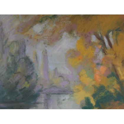 Pastel "Bords de l'Arve" signé L. SALZMANN
