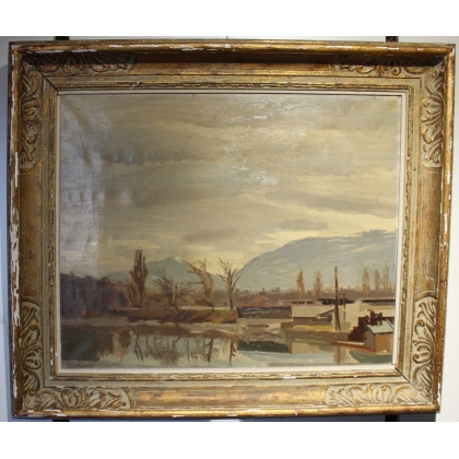 Tableau \"Arve et Salève\" signé GUINAND