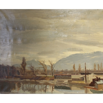 Tableau \"Arve et Salève\" signé GUINAND