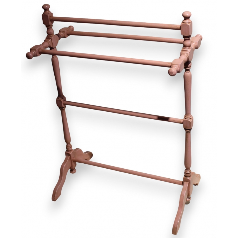 Pink-lacquered turned wooden clothes rack
