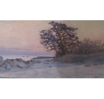 Tableau "Léman au crépuscule" signé Henry COLLINS