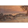 Tableau \"Léman au crépuscule\" signé Henry COLLINS