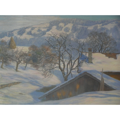 Paintings | Painting: ‘Winter in Chardonne’. Moinat SA  – Antiques and home décor
