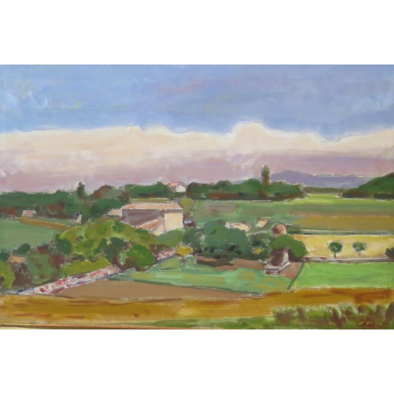 Tableau \"La maison blanche\" signé CHINET