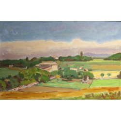 Tableau \"La maison blanche\" signé CHINET