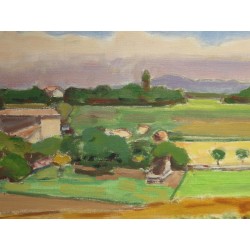 Tableau \"La maison blanche\" signé CHINET