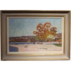 Tableau \"La grève à Rolle\" signé CHINET