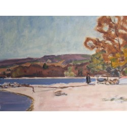 Tableau \"La grève à Rolle\" signé CHINET