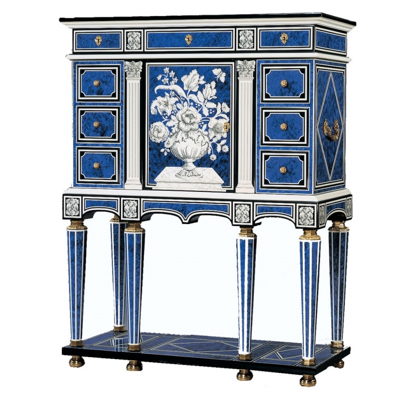 Cabinet en laque bleu Romeo par Claude DALLE