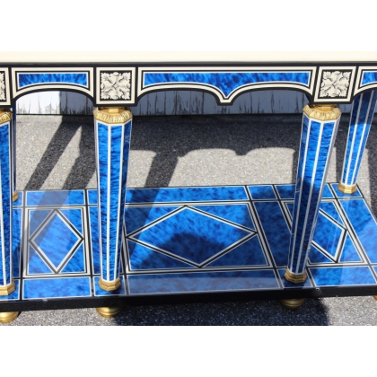 Cabinet en laque bleu Romeo par Claude DALLE