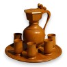 Set of turned wooden tableware, including a bowl and 6 goblets