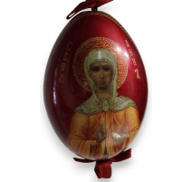 Oeuf en bois laqué rouge "Sainte"