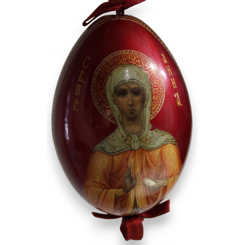 Oeuf en bois laqué rouge "Sainte"