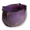 Coupe en verre violet et noir avec points blancs
