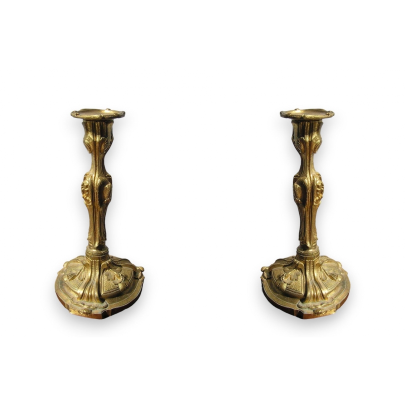  Paire de bougeoirs style Louis XV en sur  Moinat SA  - Antiquités décoration