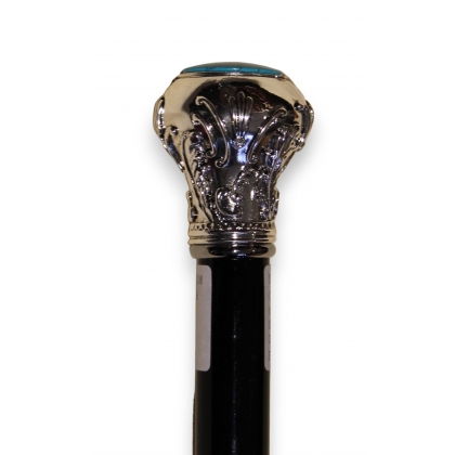 Walking stick with silver pommel, Turquoise box