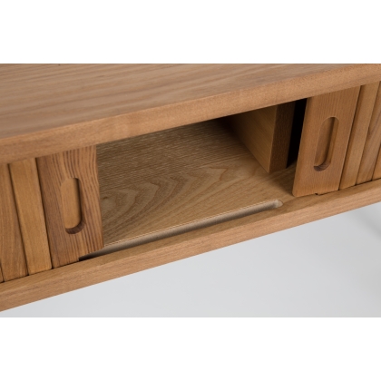 "BARBIER" console table with drop-leaf top, made of ash