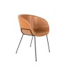 Fauteuil \"Feston\" en cuir brun