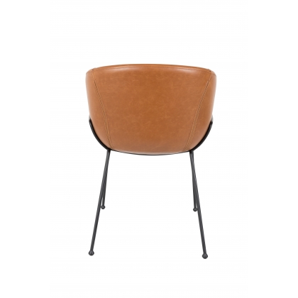 Fauteuil \"Feston\" en cuir brun
