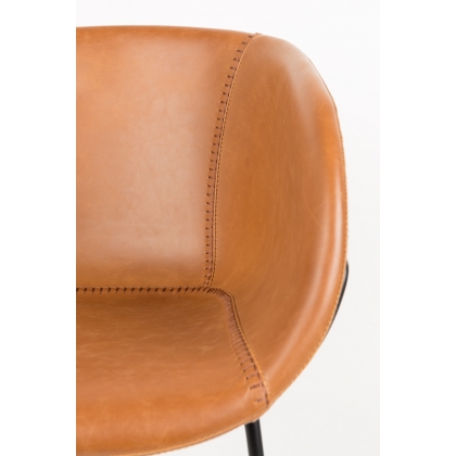 Fauteuil \"Feston\" en cuir brun