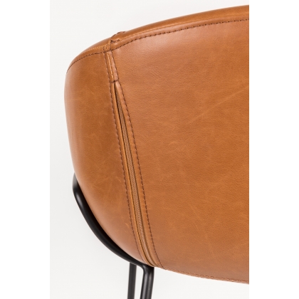 Fauteuil \"Feston\" en cuir brun