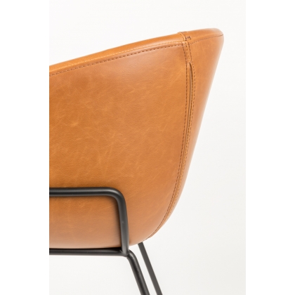 Fauteuil \"Feston\" en cuir brun