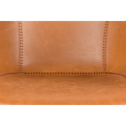 Fauteuil \"Feston\" en cuir brun