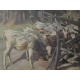 Painting "Calves eating", sign