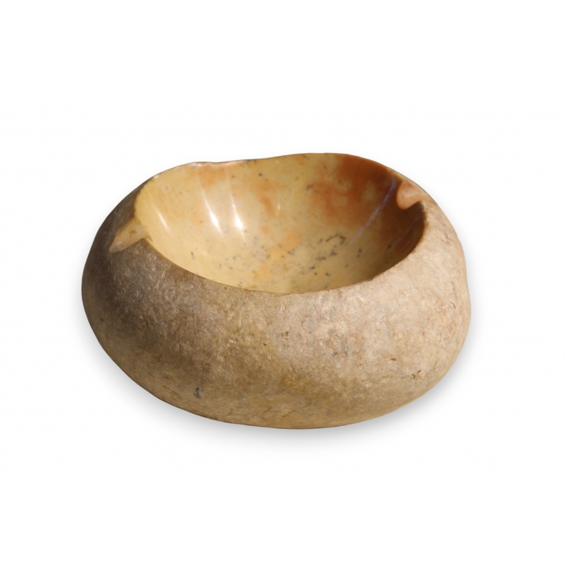 Round white hardstone ashtray