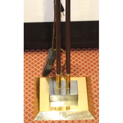 Lapadaire halogène en bronze doré et canon de fusi