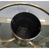 Table basse ronde en verre, porte plante