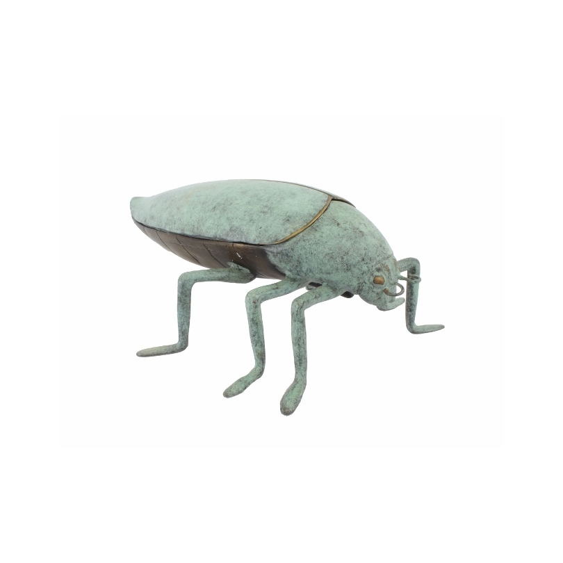 Scarabée en bronze patine verte, formant boite
