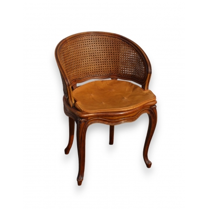 Fauteuil de bureau style Louis XV canné