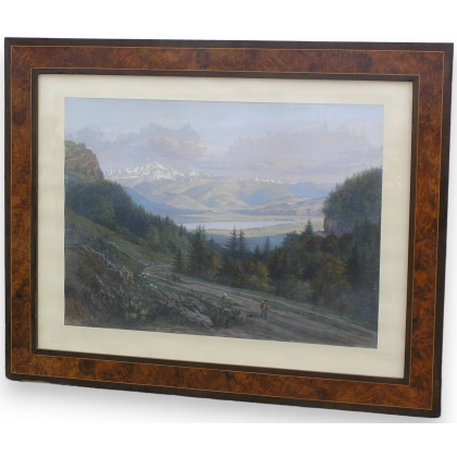 Gouache "Col de la Faucille".  sur Moinat SA  - Antiquités décoration -  Gouaches, Aquarelles, Pastels