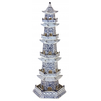 Pagode en porcelaine bleu blanc