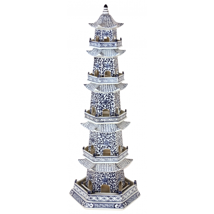 Pagode en porcelaine bleu blanc