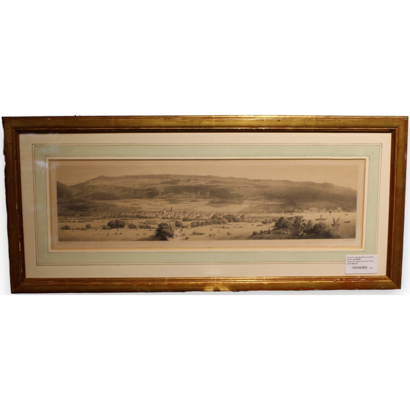 Gravure "Vue générale d'Yverdon" par  sur Moinat SA  - Antiquités décoration -  Gravures, Lithos