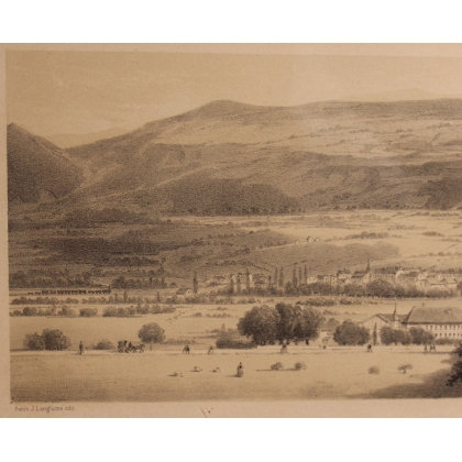 Gravure "Vue générale d'Yverdon" par  sur Moinat SA  - Antiquités décoration -  Gravures, Lithos