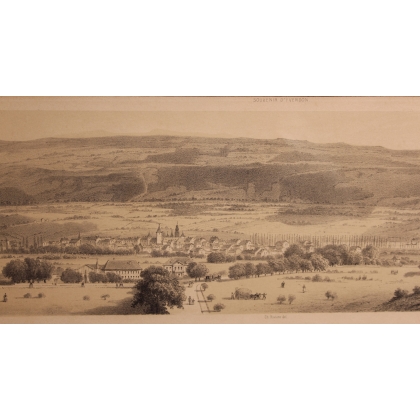 Gravure "Vue générale d'Yverdon" par  sur Moinat SA  - Antiquités décoration -  Gravures, Lithos
