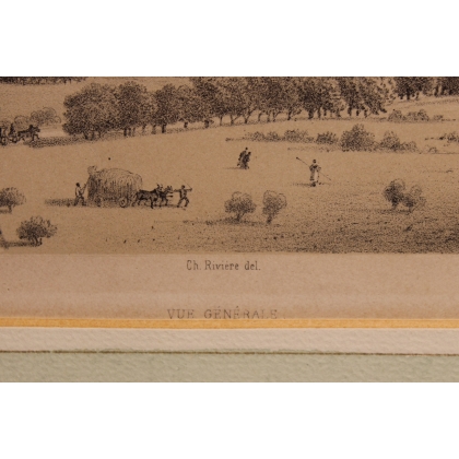 Gravure "Vue générale d'Yverdon" par  sur Moinat SA  - Antiquités décoration -  Gravures, Lithos