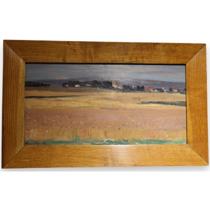 Tableau \"Village\" signé ROUILLER 70