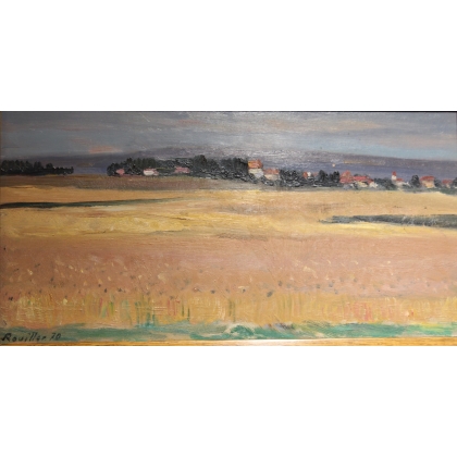 Paintings | Painting entitled ‘Village’ by ROUILLER, 70 Moinat SA  – Antiques and home décor
